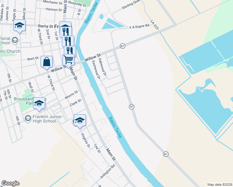 map of restaurants, bars, coffee shops, grocery stores, and more near 101-121 Briarwood Street in Franklin