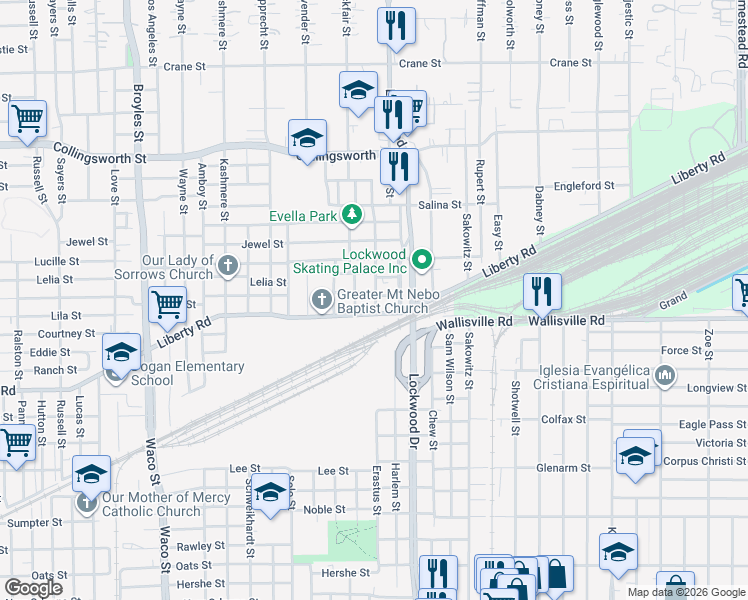 map of restaurants, bars, coffee shops, grocery stores, and more near 2809 Erastus Street in Houston