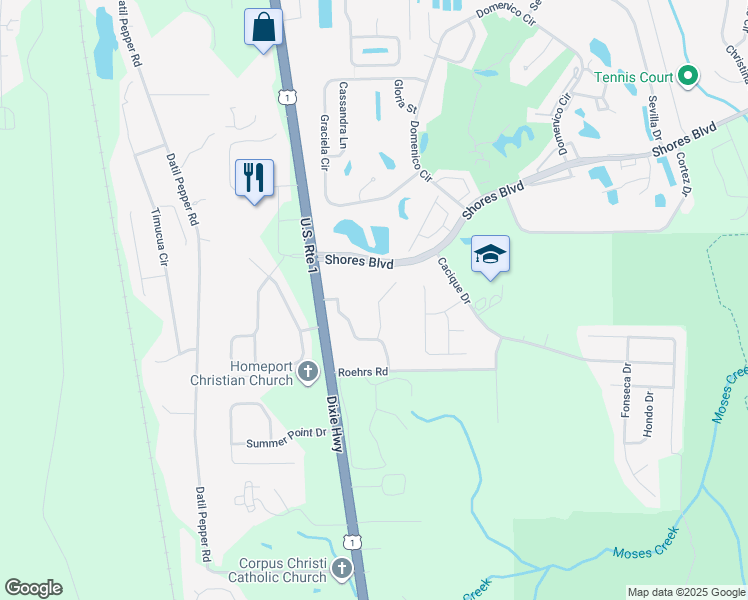 map of restaurants, bars, coffee shops, grocery stores, and more near 99 CanyonTrail in St. Augustine