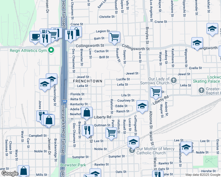 map of restaurants, bars, coffee shops, grocery stores, and more near 3811 Wylie Street in Houston