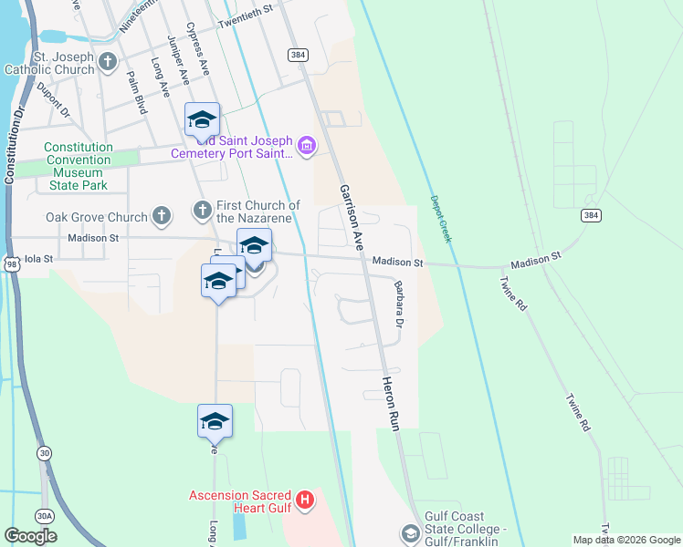 map of restaurants, bars, coffee shops, grocery stores, and more near 2904 Garrison Avenue in Port St. Joe