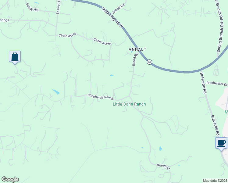 map of restaurants, bars, coffee shops, grocery stores, and more near 236 Shepherds Ranch in Bulverde