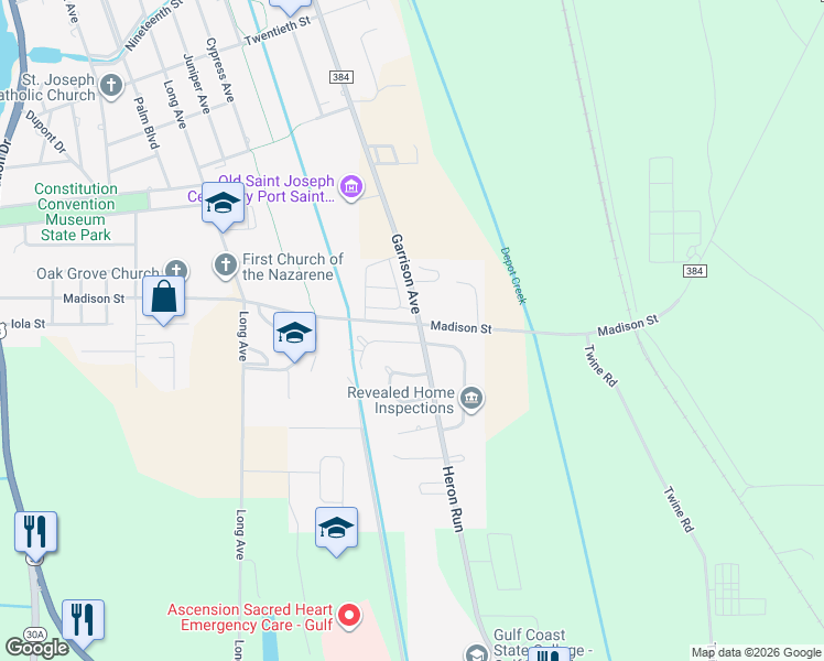 map of restaurants, bars, coffee shops, grocery stores, and more near 2804 Garrison Avenue in Port Saint Joe