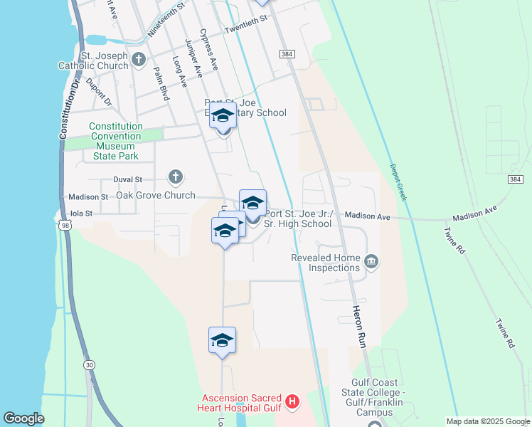 map of restaurants, bars, coffee shops, grocery stores, and more near 191 Middle School Road in Port St. Joe