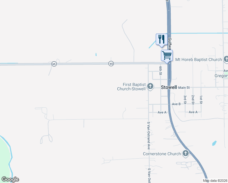 map of restaurants, bars, coffee shops, grocery stores, and more near 916A Main Street in Winnie