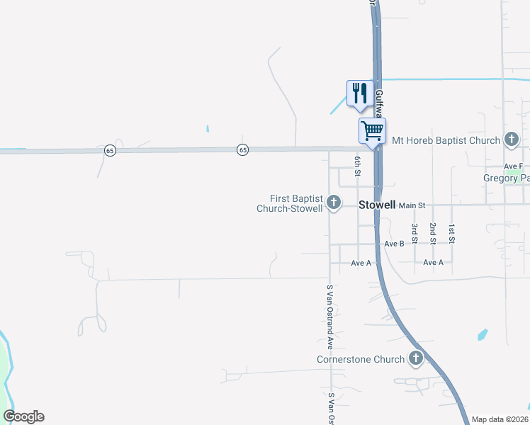 map of restaurants, bars, coffee shops, grocery stores, and more near 916A Main Street in Winnie