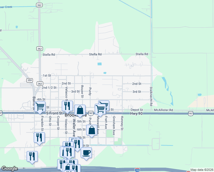 map of restaurants, bars, coffee shops, grocery stores, and more near 4b Carol Court in Pattison