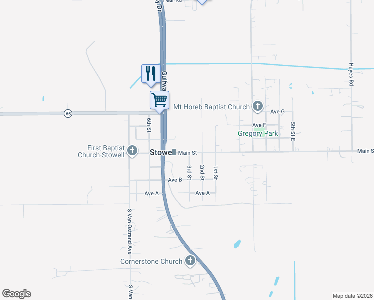 map of restaurants, bars, coffee shops, grocery stores, and more near 406 Main Street in Winnie