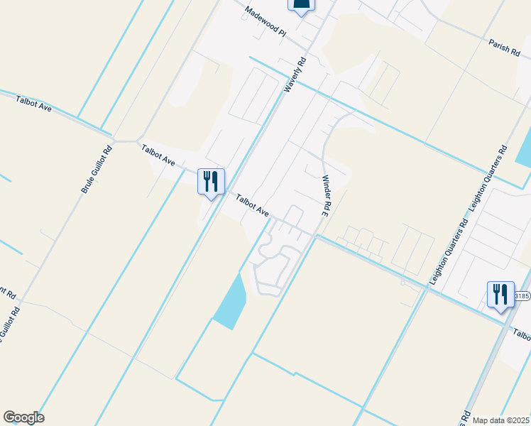map of restaurants, bars, coffee shops, grocery stores, and more near 2563 Talbot Avenue in Thibodaux