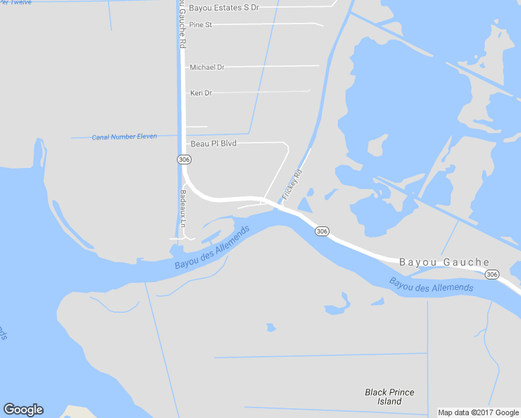 map of restaurants, bars, coffee shops, grocery stores, and more near 264 Badeaux Lane in Des Allemands