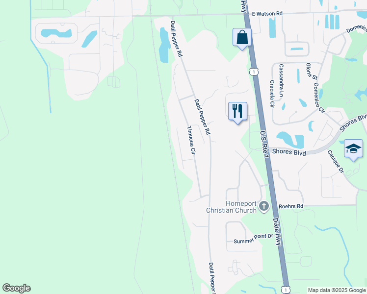 map of restaurants, bars, coffee shops, grocery stores, and more near 5256 Timucua Circle in St. Augustine