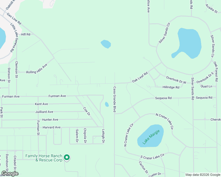 map of restaurants, bars, coffee shops, grocery stores, and more near 5945 Oak Leaf Road in Keystone Heights