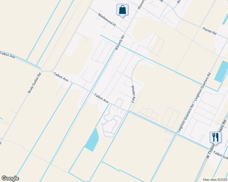 map of restaurants, bars, coffee shops, grocery stores, and more near 142 Colony Station in Thibodaux