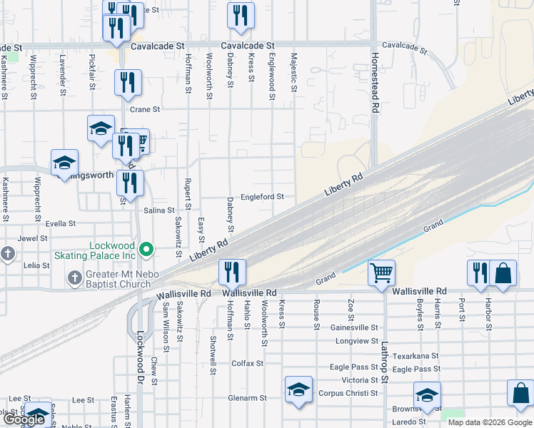 map of restaurants, bars, coffee shops, grocery stores, and more near 6116 Salina Street in Houston