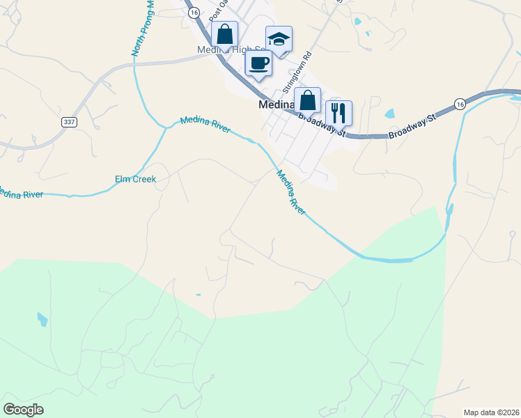 map of restaurants, bars, coffee shops, grocery stores, and more near 115.000000 Moffett Road in Medina