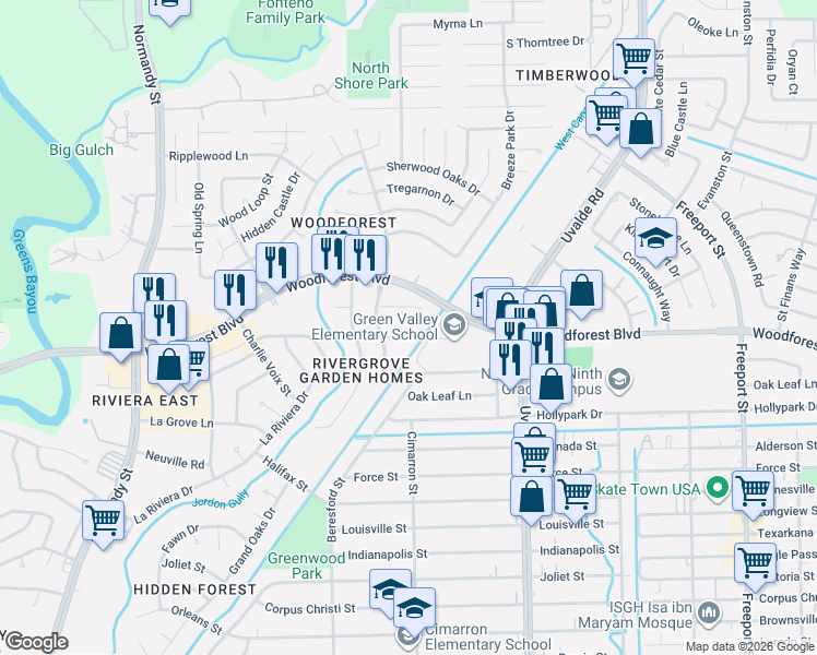 map of restaurants, bars, coffee shops, grocery stores, and more near 13122 Labelle Lane in Houston