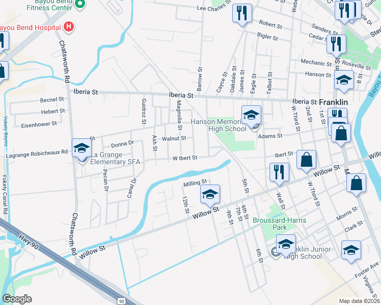 map of restaurants, bars, coffee shops, grocery stores, and more near 601-699 Carl C Foulcard Drive in Franklin