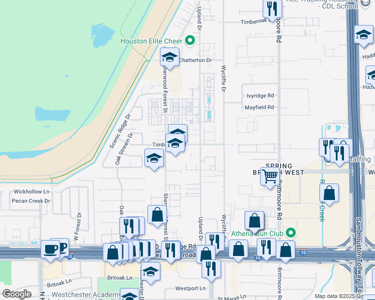 map of restaurants, bars, coffee shops, grocery stores, and more near in Houston