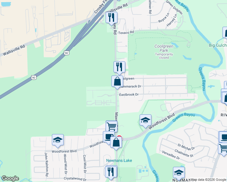 map of restaurants, bars, coffee shops, grocery stores, and more near 390 Maxey Road in Houston