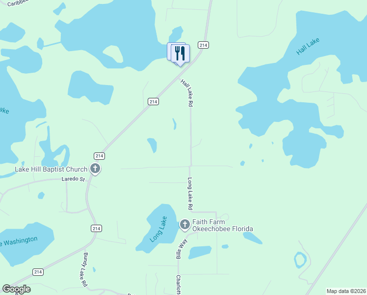 map of restaurants, bars, coffee shops, grocery stores, and more near 7489 Hall Lake Road in Keystone Heights