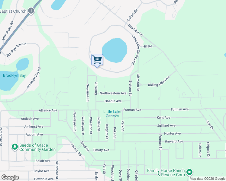 map of restaurants, bars, coffee shops, grocery stores, and more near 6230 Northwestern Avenue in Keystone Heights