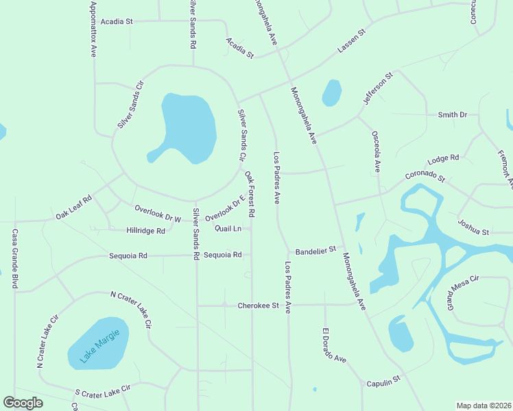 map of restaurants, bars, coffee shops, grocery stores, and more near 7591 Oak Forest Road in Keystone Heights