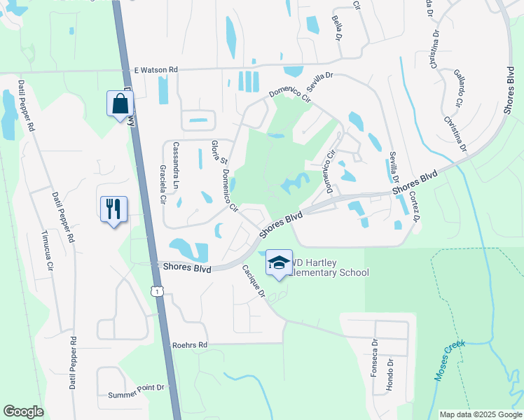 map of restaurants, bars, coffee shops, grocery stores, and more near 330 Devon Circle in St. Augustine