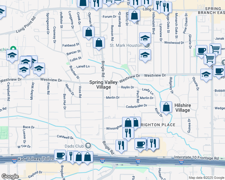 map of restaurants, bars, coffee shops, grocery stores, and more near 1324 Neeley Drive in Houston