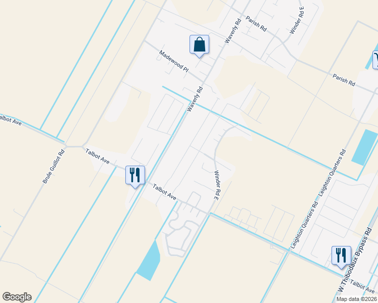 map of restaurants, bars, coffee shops, grocery stores, and more near 142 Colony Station in Thibodaux