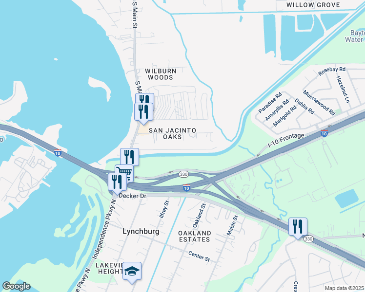 map of restaurants, bars, coffee shops, grocery stores, and more near 500 Park Street in Highlands