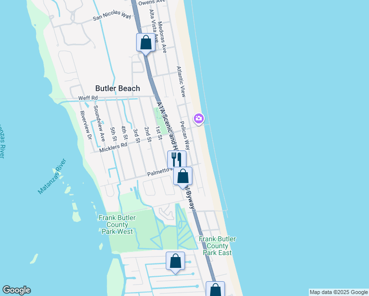map of restaurants, bars, coffee shops, grocery stores, and more near 5431 Atlantic View in St. Augustine