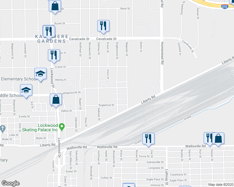 map of restaurants, bars, coffee shops, grocery stores, and more near Octavia Street in Houston