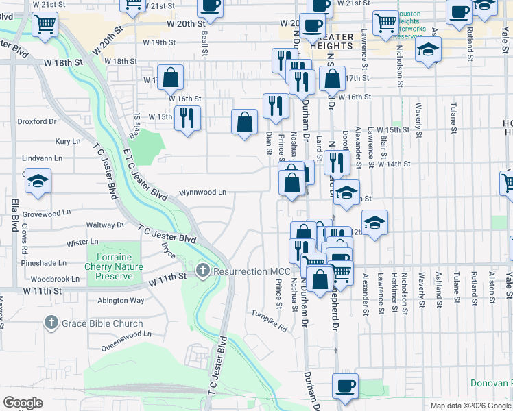 map of restaurants, bars, coffee shops, grocery stores, and more near 1241 Bay Oaks Road in Houston