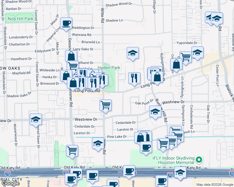map of restaurants, bars, coffee shops, grocery stores, and more near in Houston