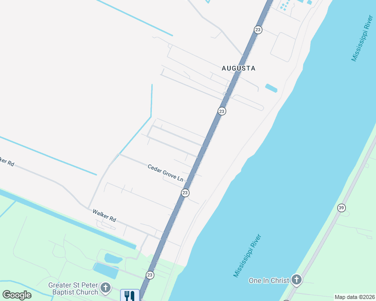 map of restaurants, bars, coffee shops, grocery stores, and more near 107 Cedar Drive in Belle Chasse