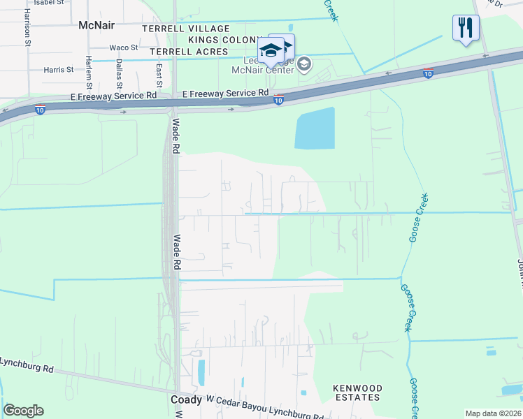 map of restaurants, bars, coffee shops, grocery stores, and more near 3862 Morelos Road in Baytown