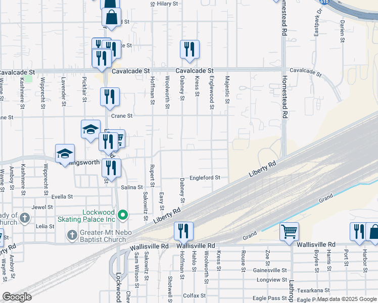 map of restaurants, bars, coffee shops, grocery stores, and more near 6014 Collingsworth Street in Houston