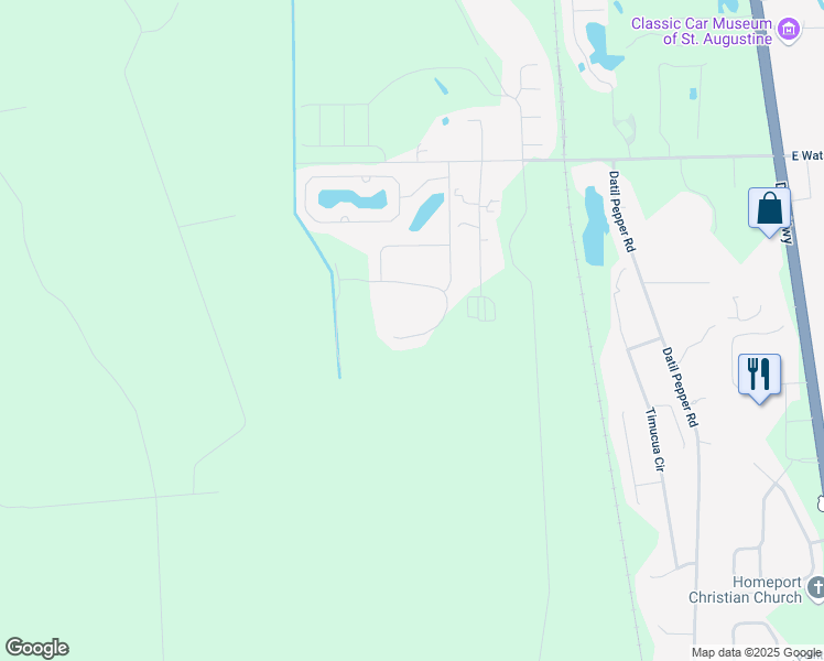 map of restaurants, bars, coffee shops, grocery stores, and more near 260 Deerfield Forest Drive in St. Augustine