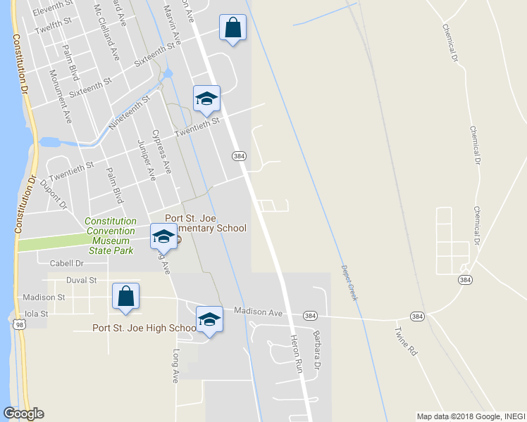 map of restaurants, bars, coffee shops, grocery stores, and more near 116 Saturn Avenue in Port Saint Joe