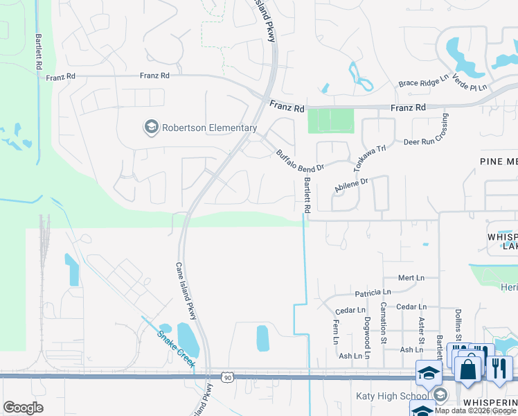 map of restaurants, bars, coffee shops, grocery stores, and more near 7007 Champion Trail in Katy