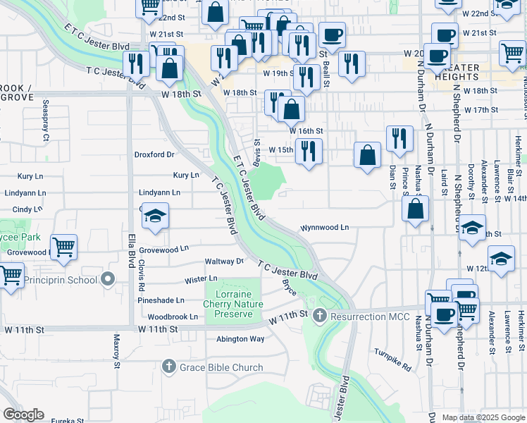 map of restaurants, bars, coffee shops, grocery stores, and more near 1226 Parkerhaven Court in Houston