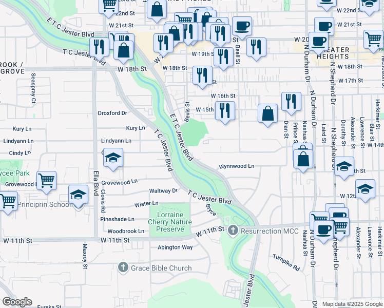map of restaurants, bars, coffee shops, grocery stores, and more near 1226 Parkerhaven Court in Houston