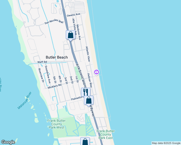 map of restaurants, bars, coffee shops, grocery stores, and more near 5379 Atlantic View in St. Augustine
