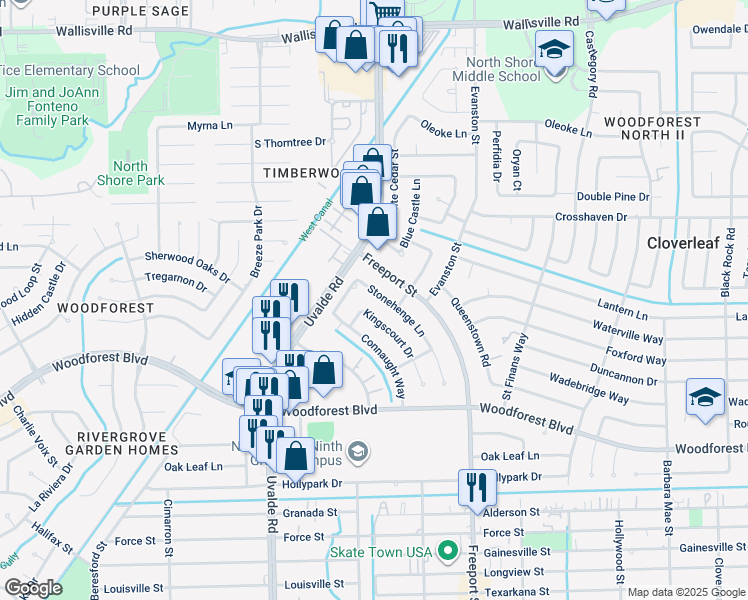map of restaurants, bars, coffee shops, grocery stores, and more near 318 Stonehenge Lane in Houston
