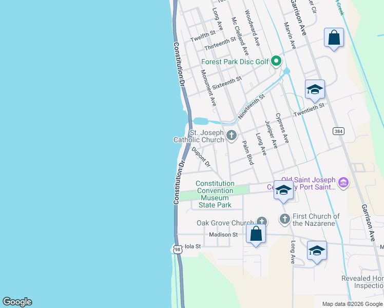 map of restaurants, bars, coffee shops, grocery stores, and more near 2001 Constitution Drive in Port Saint Joe
