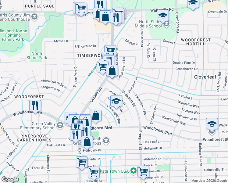 map of restaurants, bars, coffee shops, grocery stores, and more near 318 Stonehenge Lane in Houston