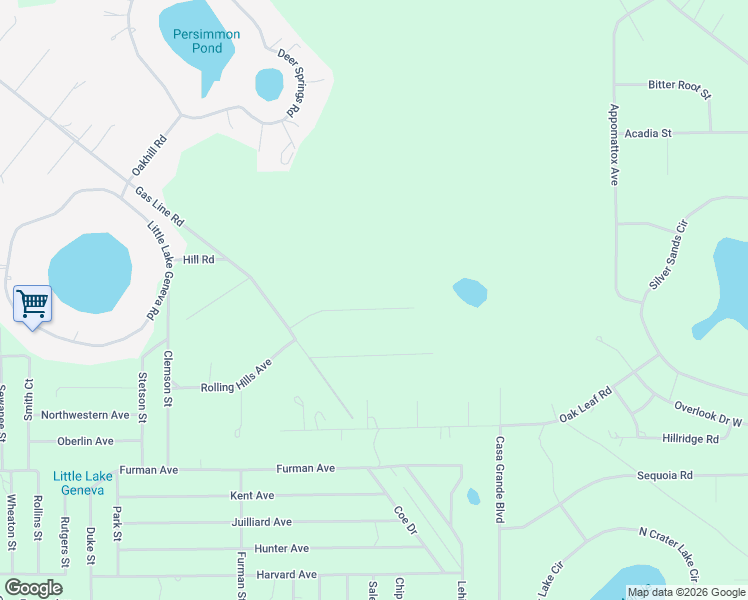 map of restaurants, bars, coffee shops, grocery stores, and more near 6020 Hunter Road in Keystone Heights