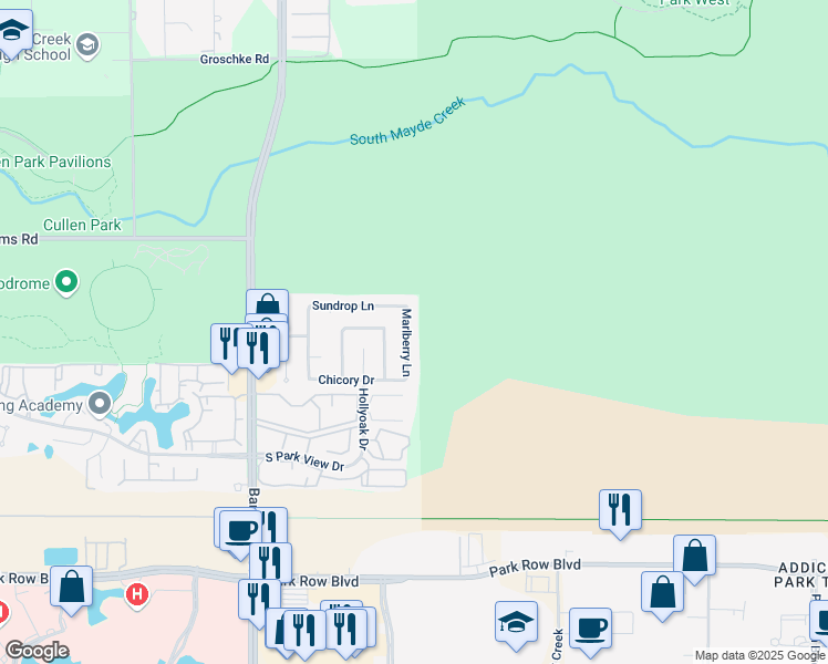 map of restaurants, bars, coffee shops, grocery stores, and more near 2014 Marlberry Lane in Houston
