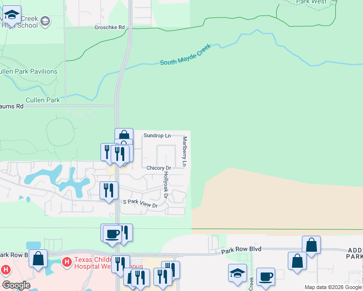 map of restaurants, bars, coffee shops, grocery stores, and more near 2014 Marlberry Lane in Houston