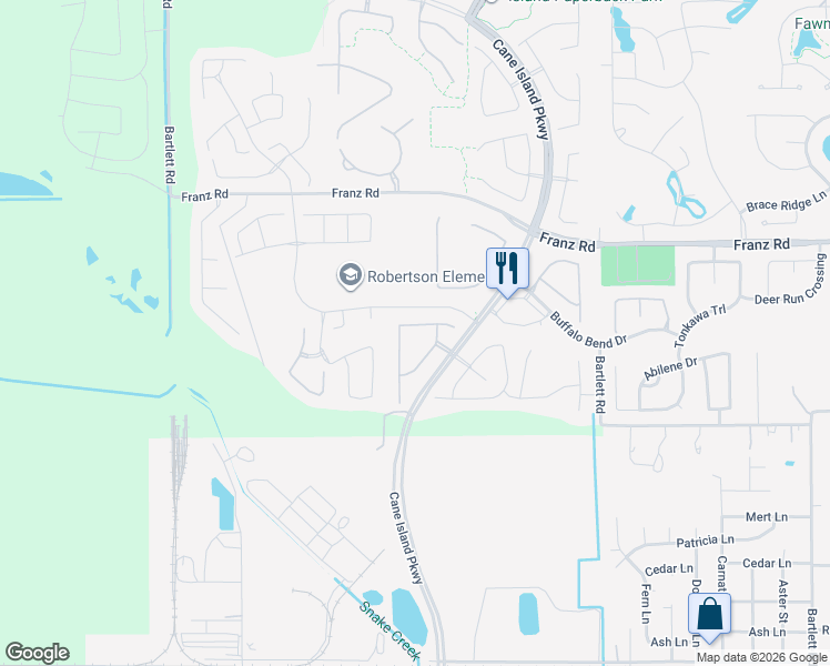 map of restaurants, bars, coffee shops, grocery stores, and more near 1910 Rice Mill Drive in Katy